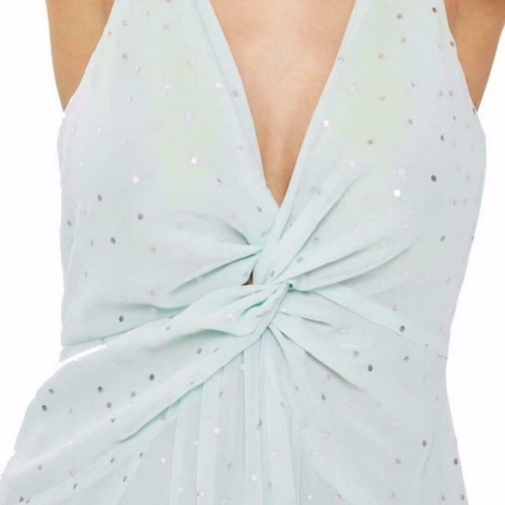 TOPSHOP Spot Foil metallic twist front slip maxi party dress mint dot Size 4 NEW - Picture 5 of 8
